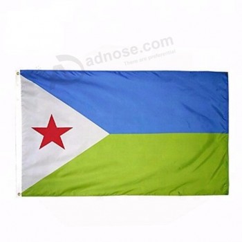 Polyester hand held car usage Djibouti flag banner