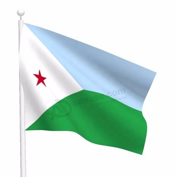 Low Price Wholesale  National  Outdoor Hanging Custom 3x5ft Printing Djibouti Flag