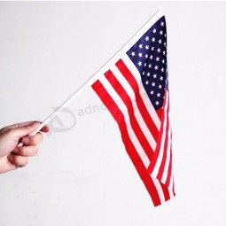 custom polyester hand waving flags with plastic flagpoles