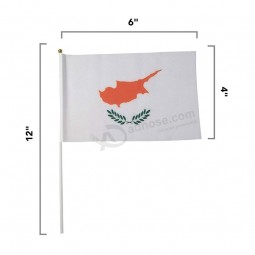Cyprus Polyester Country Flags Desk Outside Waving Parade (12-Pack Hand Flag)