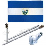 3'X5 'El Salvador premium 210d 3x5 vlag Set (super polyester) w / heavy duty 6-voet draaiende vlag paal beugel residentiële commerciële
