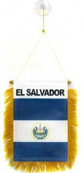 El salvador mini banner 6'' x 4'' - salavadorian pennant 15 x 10 cm - mini banners 4x6 inch suction Cup hanger