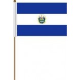 El salvador large 12 X 18 inch country stick flag banner on a 2 foot wooden stick