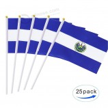 25 pack draagbare kleine mini vlag El Salvador vlag Salvadoraanse vlag stok vlag ronde Top nationale land vlaggen