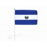 promotie mini land vlag, El salvador hand wuivende vlag, plastic stick hand vlag
