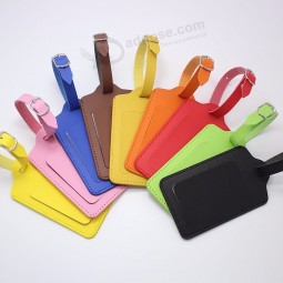 OEM manufacture high quality leather custom luggage tag business trip airline card holder usage luggage tag for promotional