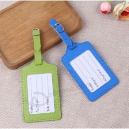 wholesale personalized colorful bulk airplane soft pu leather custom luggage tag with snap button flap