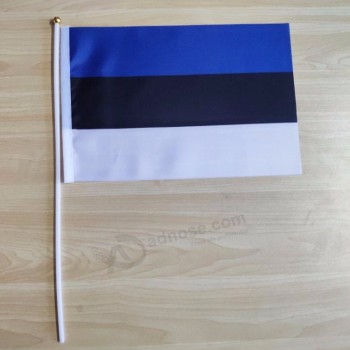 único lado imprimir estónia bandeira de mão com mastro de plástico