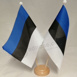 Two Flags Estonia national table flag with base