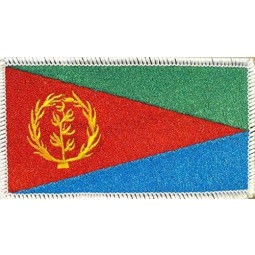 Eritrea Flag Patch with Hook & Loop Travel Patriotic MC Biker Morale Emblem #03 (White Border)