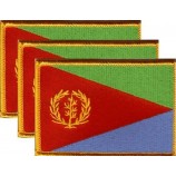 一包3个3.50“ x 2.25”的国家国旗补丁，三个国际绣花的铁上或缝制的国旗补丁标志（厄立特里亚）