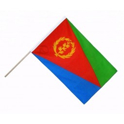 bandera de mano eritrea, bandera ondeando mano eritrea 15-20cm, mini bandera eritrea con asta de bandera negra