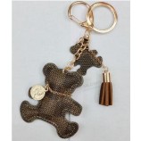 PU Leather Bear Pattern for Car Keychain or Jewelry Bag
