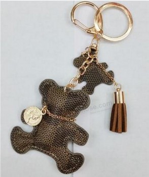 PU Leather Bear Pattern for Car Keychain or Jewelry Bag