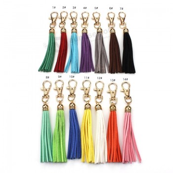 Colorful Tassel Pendant Key Ring Chain With Alloy Metal Gold Lobster Clasp