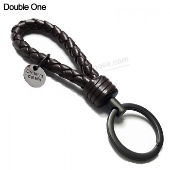 benutzerdefinierte geflochtene Leder Schlüsselanhänger Seil Schlüsselanhänger Ring