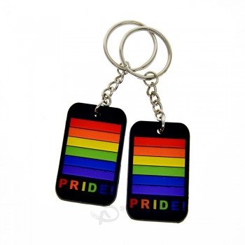 带有颜色标签的硅橡胶钥匙圈彩虹