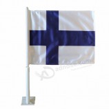 Bandera de ventana de coche pequeña de doble cara de Finlandia con asta de bandera