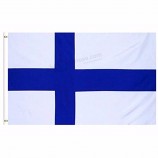 Finlandia bandera nacional poliéster personalizado bandera metal ojal