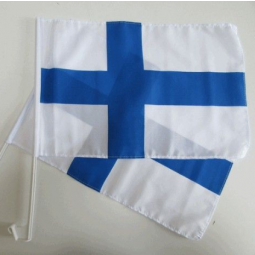 Factory selling car window Finland flag with plastic pole