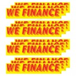 versa-tags 14,5 polegadas Slogan do para-brisa adesivo vermelho e amarelo adesivo de concessionário automóvel - financiamos