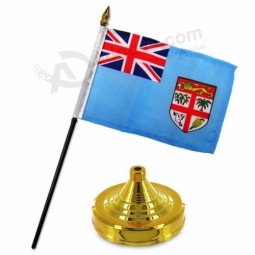 Fiji 4''x6'' Desk Set Flag Table Stick Gold Base