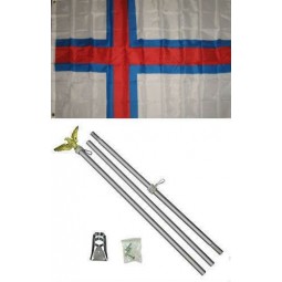 Faroe Islands Flag Aluminum with Pole Kit Set for Home and Parades, Official Party, All Weather Indoors Outdoors