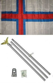 faroe islands flag aluminum with pole Kit Set for home and parades, official party, All weather indoors outdoors