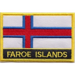 Faroe Islands Flag Embroidered Rectangular Patch Badge / Sew On Or Iron On - Exclusive Design From 1000 Flags