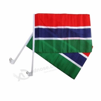 Factory selling car window Gambia flag with plastic pole