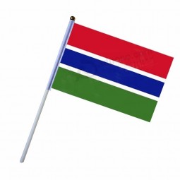 Wooden Pole And Plastic Pole Gambia Hand Held Waving Country Flag
