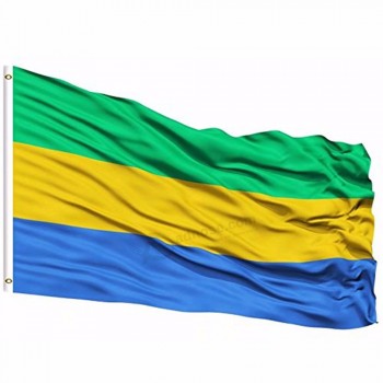 2019 gabon national flag 3x5 FT 90x150cm banner 100d polyester custom flag metal grommet