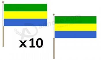bandeira do gabão vara de madeira de 12 '' x 18 '' - bandeiras do gabão 30 x 45 cm - bandeira 12x18 pol