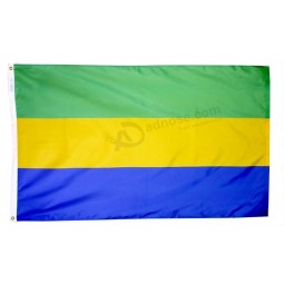 Gabon Flag 3x5 ft. Nylon SolarGuard Nyl-Glo 100% Made in USA to Official United Nations Design Specifications.