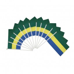 Gabon Polyester Country Flags Desk Outside Waving Parade Gabonese (12-Pack Hand Flag)