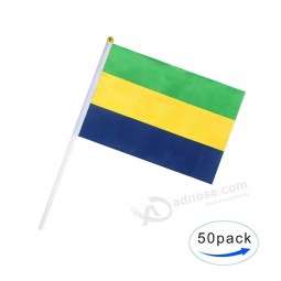 mão bandeira do gabão bandeira do gabão bandeira da bandeira pequena mini bandeira 50 pacote rodada Top bandeiras nacionais do país, decorações do partido suprimentos para desfiles