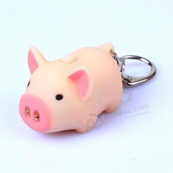 Funny Pig Led Keychains Flashlight Sound Creative