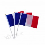 2019 Small Handheld France Flag with Pole Handing flag For Sports