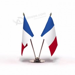 Metal base housing flag pole France table top flag