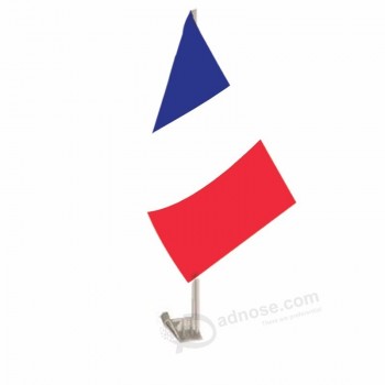 Factory Custom France Car Flag With Plastic Pole