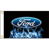 FORD Logo Flag 3x5 ft Blue Flames Custom Banner