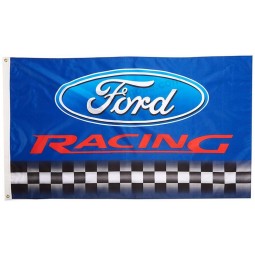 ford racing flag, 3'x5' blue w/ black & white checkerboard banner