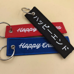 2019 Custom Promotional Gift fabric key tag/ embroidery keychain/embroidered keyring