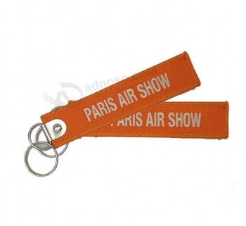 fabric promotional embroidery keychain flight embroidered keytags cheap beautiful keyring wholesale