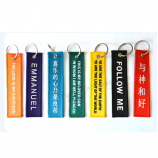 wholesale custom double side embroidery fabric keychain / keytag / keyring