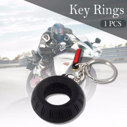 Car Tyre Keychain Motorcycle Assistant Decoration Key Ring Made Of Rubber And Features Exquisite Workmanship And Good Quality