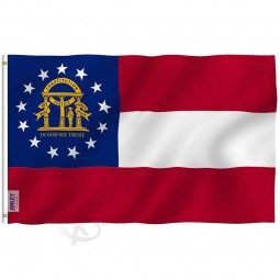 3x5 Foot Georgia State Polyester Flag - Vivid Color and UV Fade Resistant - Canvas Header and Double Stitched