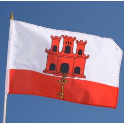 14x21cm Gibraltar hand held flag with plastic pole
