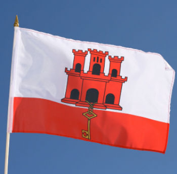 14x21cm Gibraltar hand held flag with plastic pole
