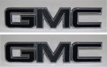 Shop Vinyl Design GMC Front and Rear Emblem Overlay Kit Yukon, Sierra, Denali, Acadia, Terrain 3M Black Carbon Fiber - 2 Kits